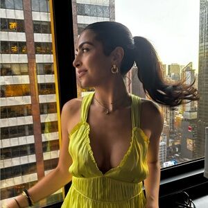 Green/Yellow Zara Open Back Dress